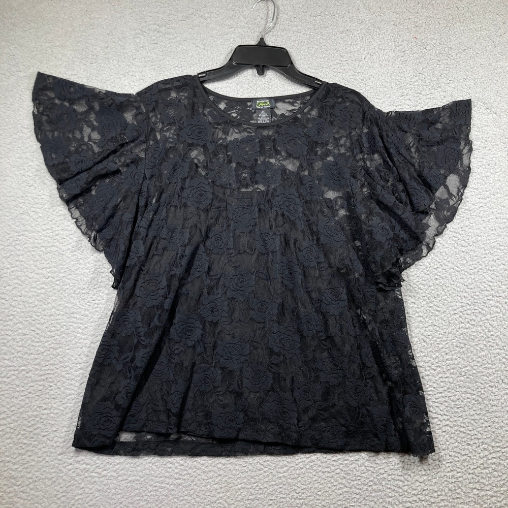 Shannon Ford Top Womens 2X‎ Black Floral Lace w/Cami Flutter Sleeve Whimsigoth